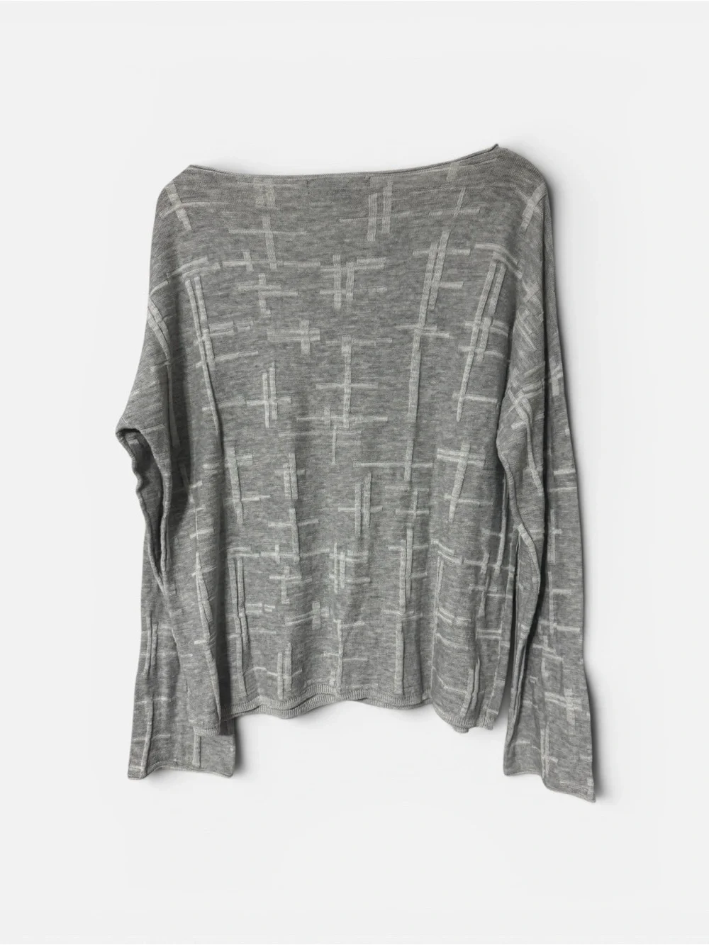 Skull Cashmere Gray & White Bold Skull Motif Print Cotton Pullover Sweater L - Picture 2 of 5